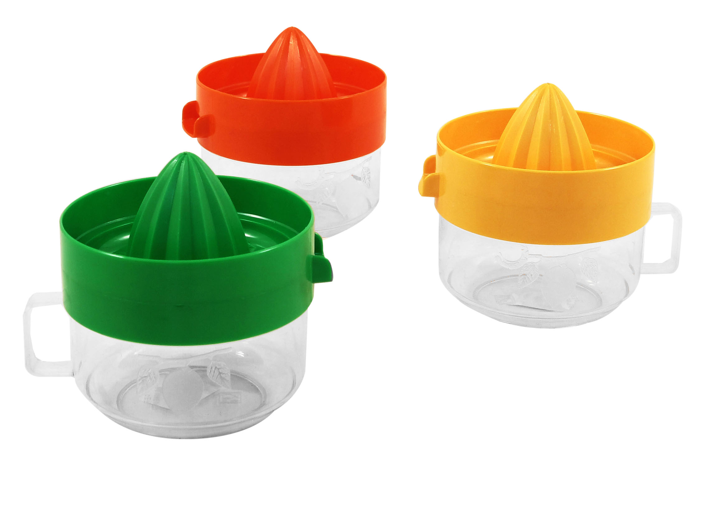Spremiagrumi in plastica per uso alimentare, colori assortiti.