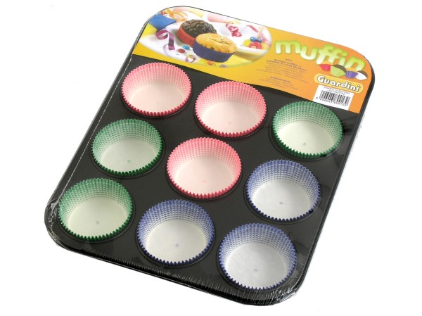 STAMPO MUFFIN GARDENIAStampo da 12 muffin Gardenia con rivestimento antiaderente. Dotato di 60 pirottini in colori assortiti