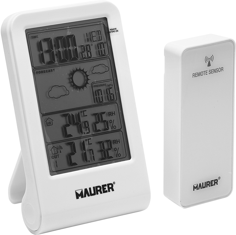 Stazione meteo digitale MAURER - visualizza la temperatura e umidità esterna e interna - indica la fase lunare e 7 tipi di previ