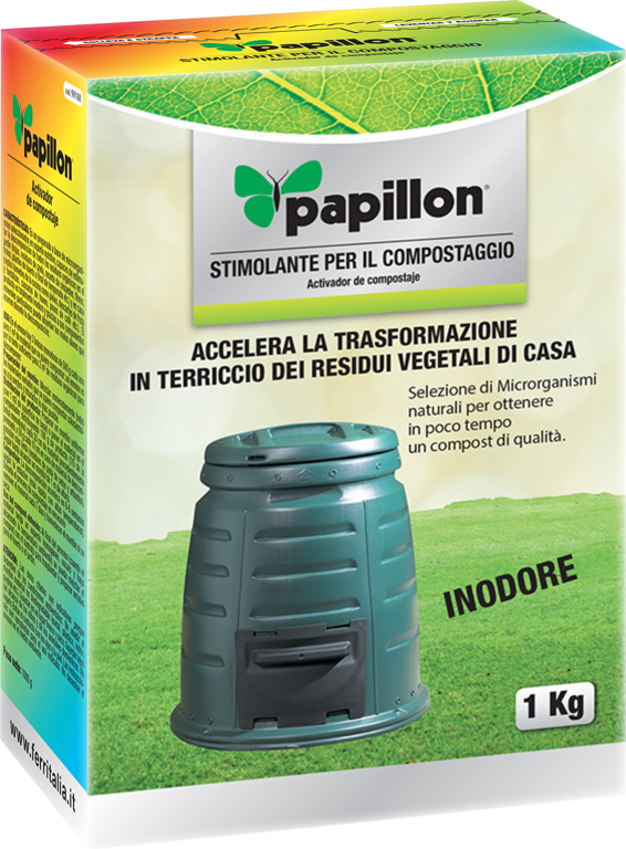 Stimolante PAPILLON per compostaggio KG1 di residui organici - accelera e ottimizza il processo di decomposizione, assorbe i cat