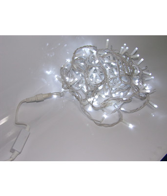 STRINGA 120 LED + FLASH IP44 PROLUNGABILE COLORE BIANCO FREDDO.  Lunghezza 9+1,5 mt
