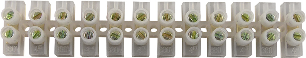 STRISCIA 12 MORSETTI A VITE 3A SEZIONE 6MM TRASPARENTI