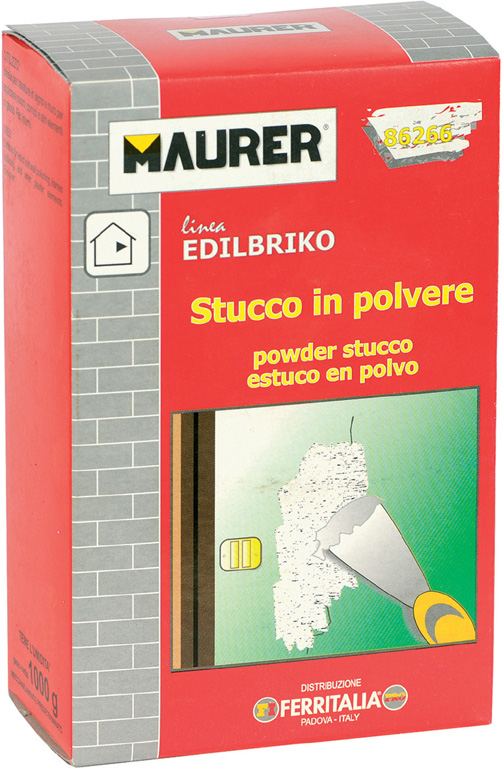 Stucco in polvere  MAURER EDILBRIKO 5KG - per riempimento di fori su muro e legno, chiusura di screpolature, attaccare stucchi, 
