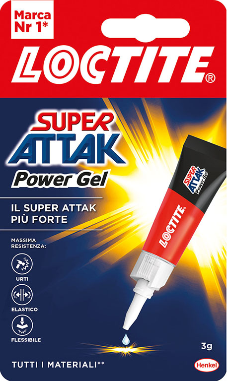 SUPER ATTAK POWER FLEX GEL 3 GRAMMI - adesivo universale istantaneo in gel rinforzato con gomma - adatto per gomma, pelle, legno