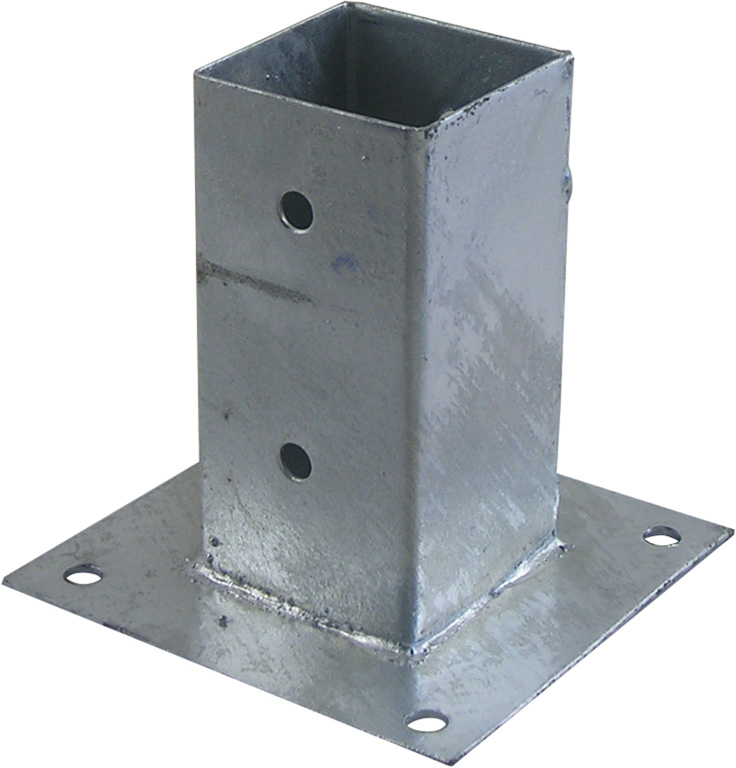 Supporto MAURER per pilastri quadrati DIAMETRO 90MM con piastra di fissaggio - zincato a fuoco