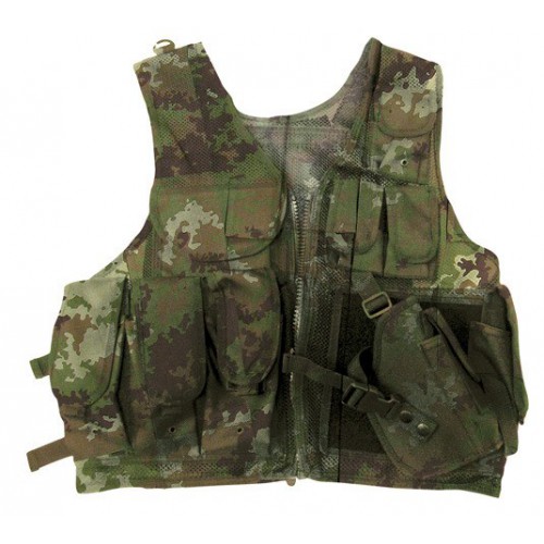 TACTICAL VEST MATERIALE CORDURA 8 TASCHE FONDINATAGLIA UNICA VEGETATO ITALIANO