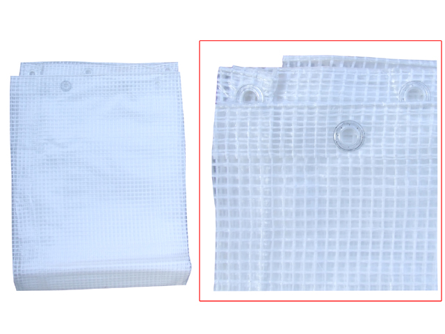 Telo bianco retinato MT3X4 occhiellato. Peso 140gr/mq con occhioli in PVC ogni 20 cm.