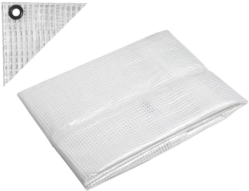 Telo multiuso retinato  MT 3,5X1,9  occhiellato PAPILLON in pvc - colore bianco trasparente - foglio laminato 140 gr/mq (+3%) - 