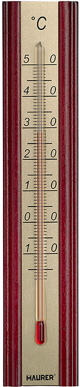 Termometro da parete 200X54MM MAURERin legno noce - capillare a base di alcol - ideale per ambienti interni