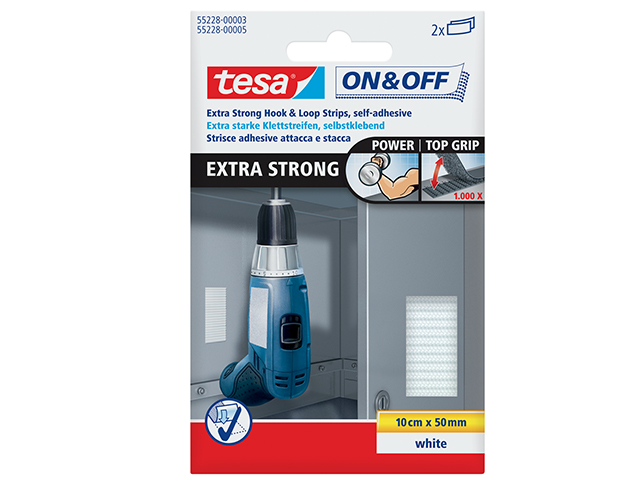 Tesa nastro adesivo 10CM x 5CM NERO attacca/stacca con innesto ad uncino e asola extra-forte ideale, per il fissaggio flessibile