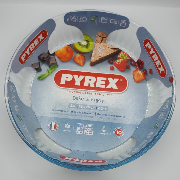 TORTIERA SCANNELLATA CM 26X26 PYREX 2,1LT IN VETRO
