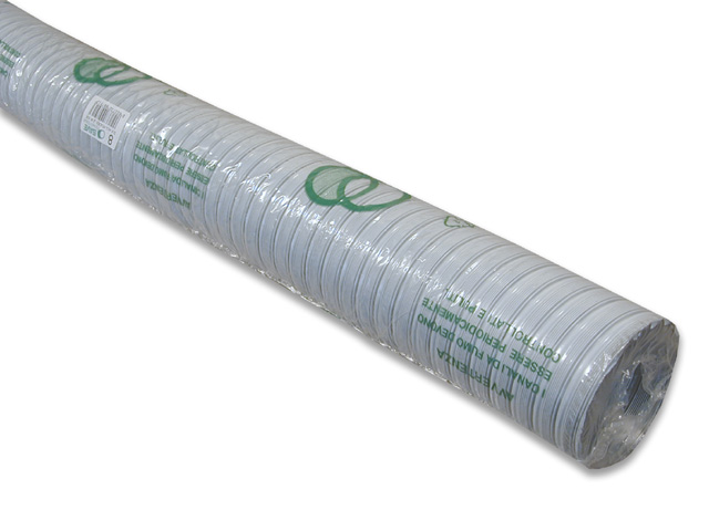 Tubo alluminio pieghevole bianco. DIAMETRO 130MM Temperatura massima 300°C. allungabile a 3 mt.