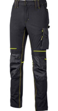 U-POWER PANTALONE ATOM SLIM FIT NERO-GIALLO TG.L