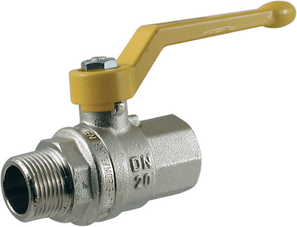 Valvola a sfera in ottone F-F 1/4 a passaggio totale VENUS con leva gialla in alluminio - particolarmente raccomandata negli imp