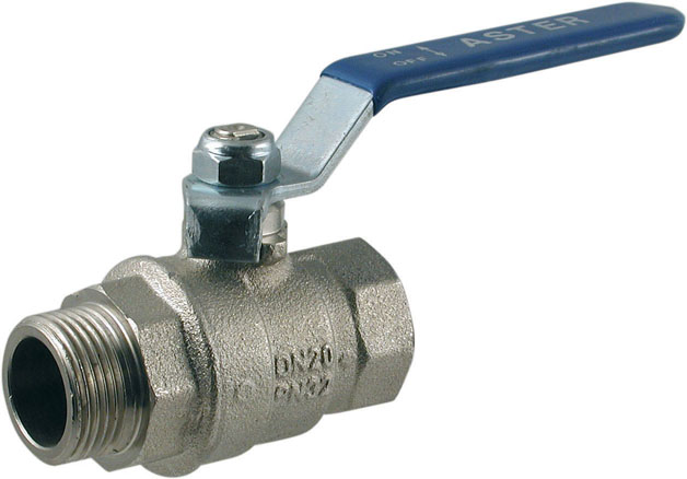 Valvola a sfera in ottone M-F 3/8 a passaggio totale LEVA BLU
