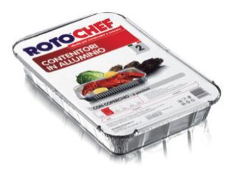 VASCHETTA IN ALLUMINIO 5 PEZZI 100% RICICLABILE 2 PORZIONIIdeale per conservare e cuocerecon coperchio. 12X14X2CM