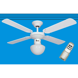 VENTILATORE A SOFFITTO BIANCO CON TELECOMANDO + LUCE DIAM. 105CM