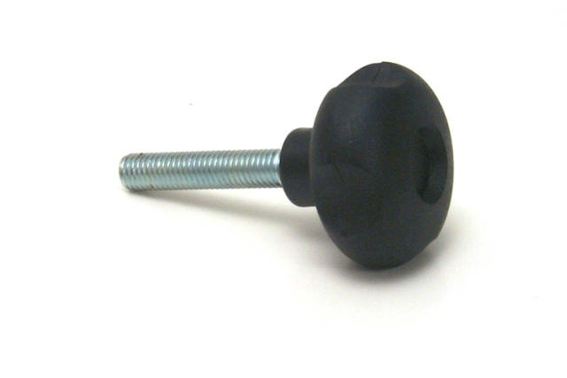 Volantino a 4 lobi in materiale termoplastico, con perno filettato maschio. MM60 M12X40MM ART. 732La 1° misura intende il diamet