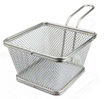 MINI CESTINO QUADRATO PER  FRITTURA in ACCIAIO INOX MONOPORZIONE - ILSA