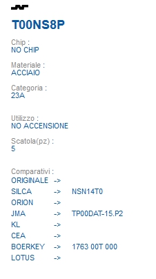 CHIAVE TRASPONDER T00NS8P 