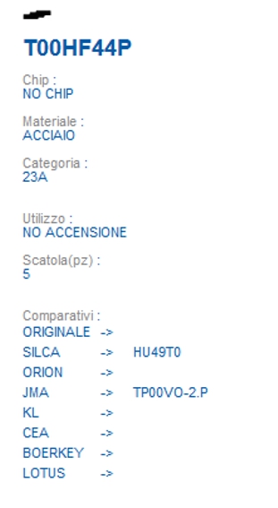 CHIAVE TRASPONDER T00HF44P