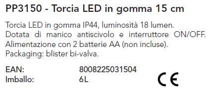 TORCIA LED GOMMA 15cm 18LM