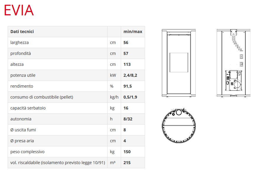 STUFA A PLT EVIA 8,2KW BIA