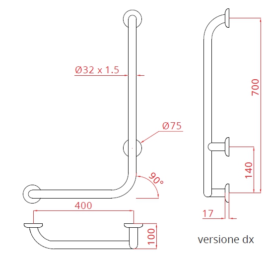 MANIGL.NE 40X70 VERT DX   