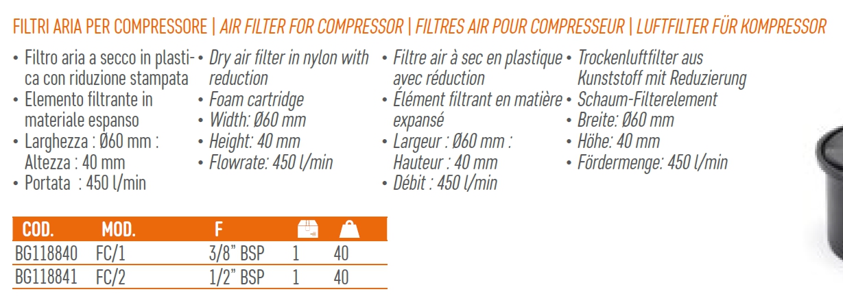 FILTRO ARIA X COMPRESS 3/8
