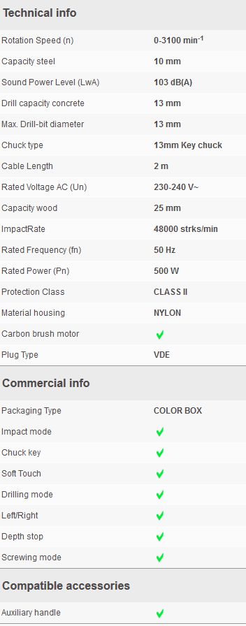 TRAPANO PERCUSSIONE 500W  