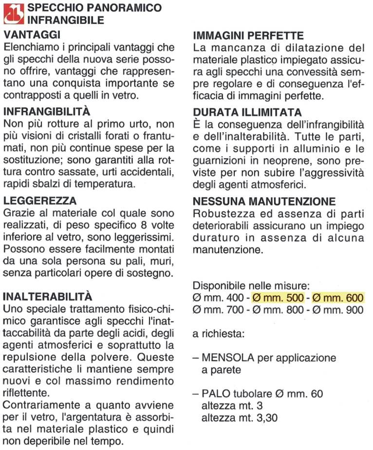 SPECCHIO PARAB INFR diametro  60  