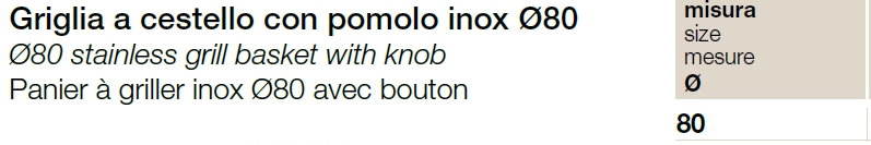 GRIGLIA CESTEL C/POMOL diametro 80