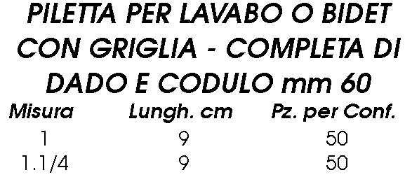 PILETTA LAV/BID C/TP 1 CM9