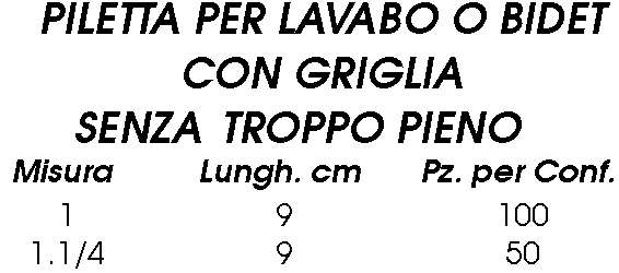 PILETTA LAV/BID S/TP 1 CM8
