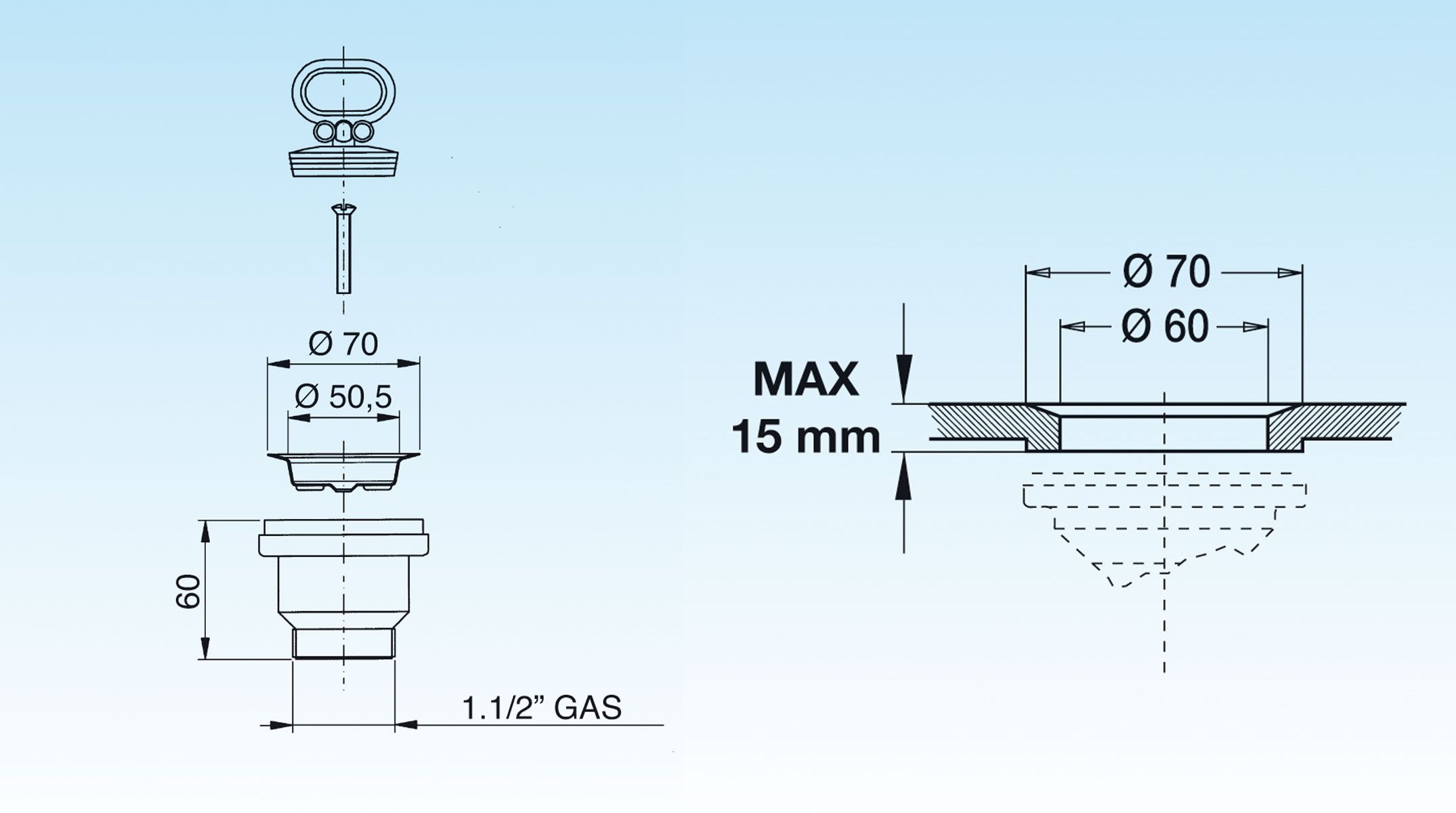 PILETTA UNIV S/TP x INOX  