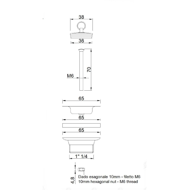 PILETTA LAV 1.1/4 GATT diametro 65