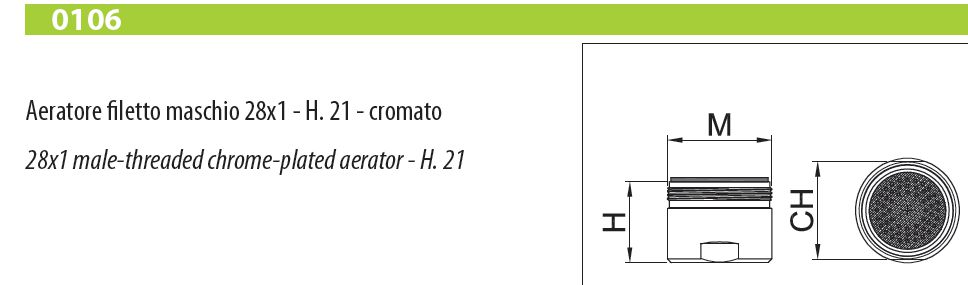 AERATORE VASCA M28X1 H21  