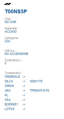 CHIAVE T00NS5P | NSN11T0  