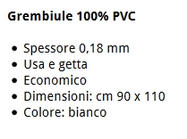 GREMBIULE BIANCO PVC 110CM