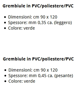 GREMBIULE VERDE LEGGER PVC