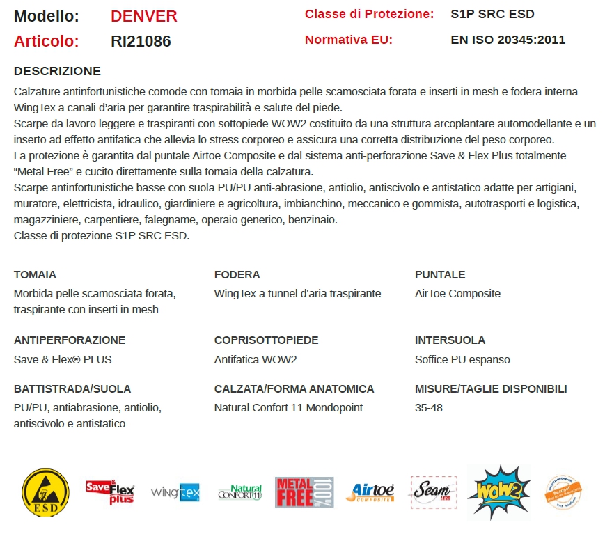 SCARPA S1P DENVER  TG 39  