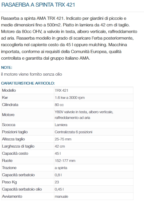 RASAERBA SPINTA TRX 421   