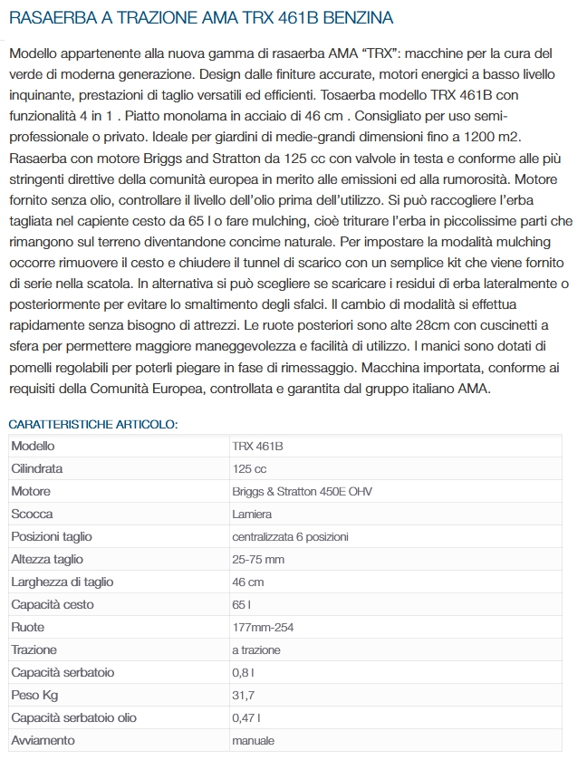 RASAERBA TRAZIONE TRX 461B