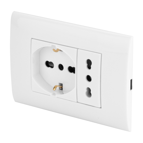 PLACCA C/PRESA 10/16A+SCHU