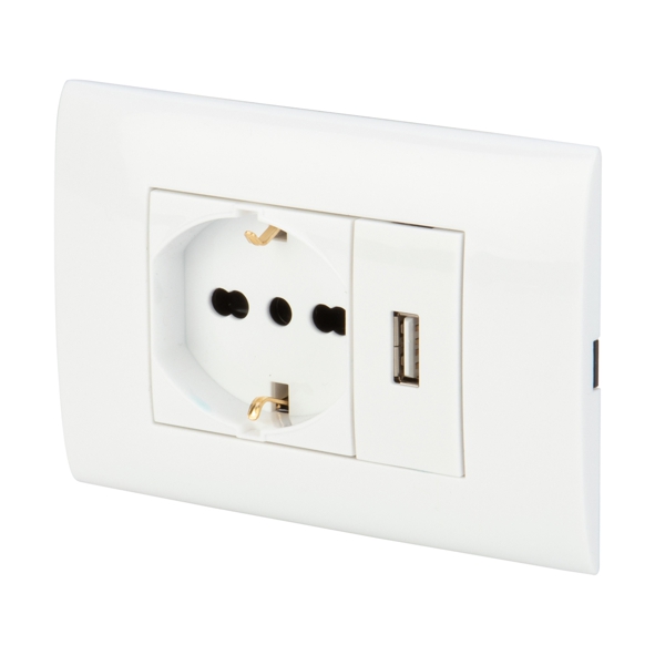 PLACCA SCHUKO +PRESA USB  