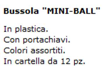 P/CHIAVI BUSSOLA BALL  12P