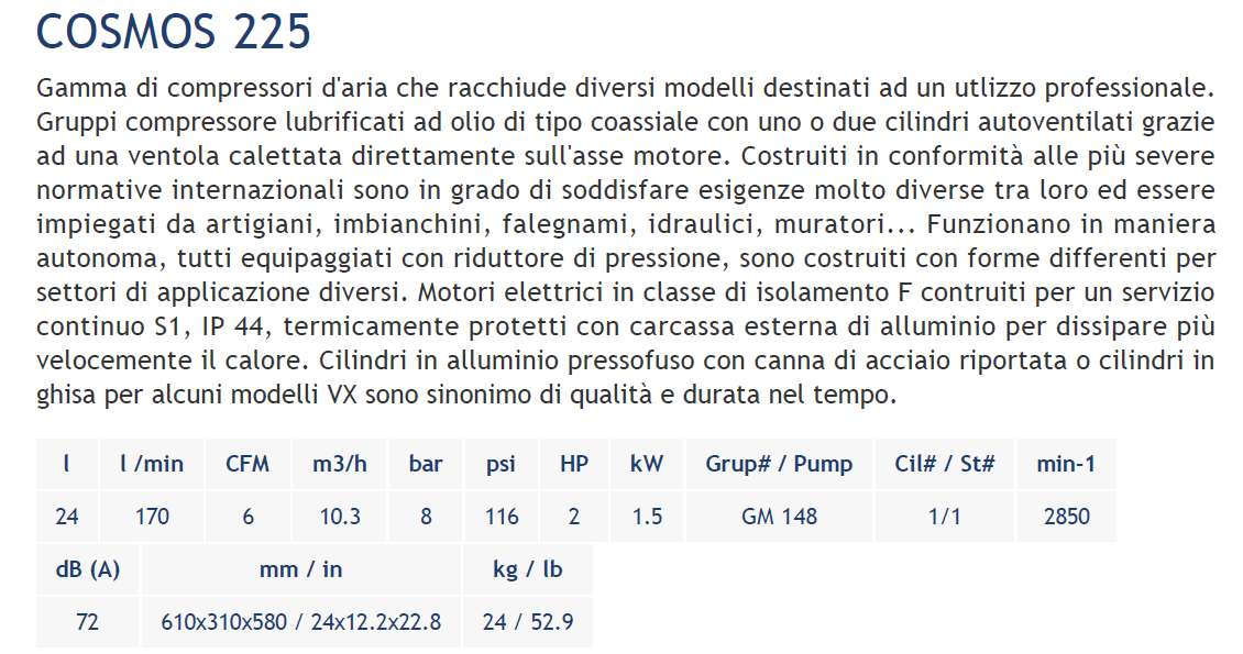 COMPRES 24L COSMOS 225-2HP
