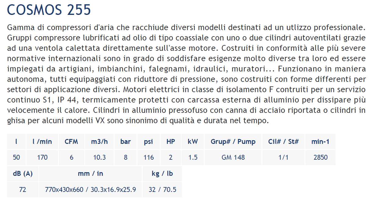 COMPRES 50L COSMOS 255-2HP