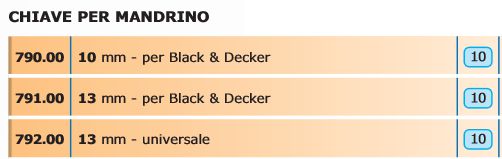 CHIAVE X MANDRINO B&D diametro 10 