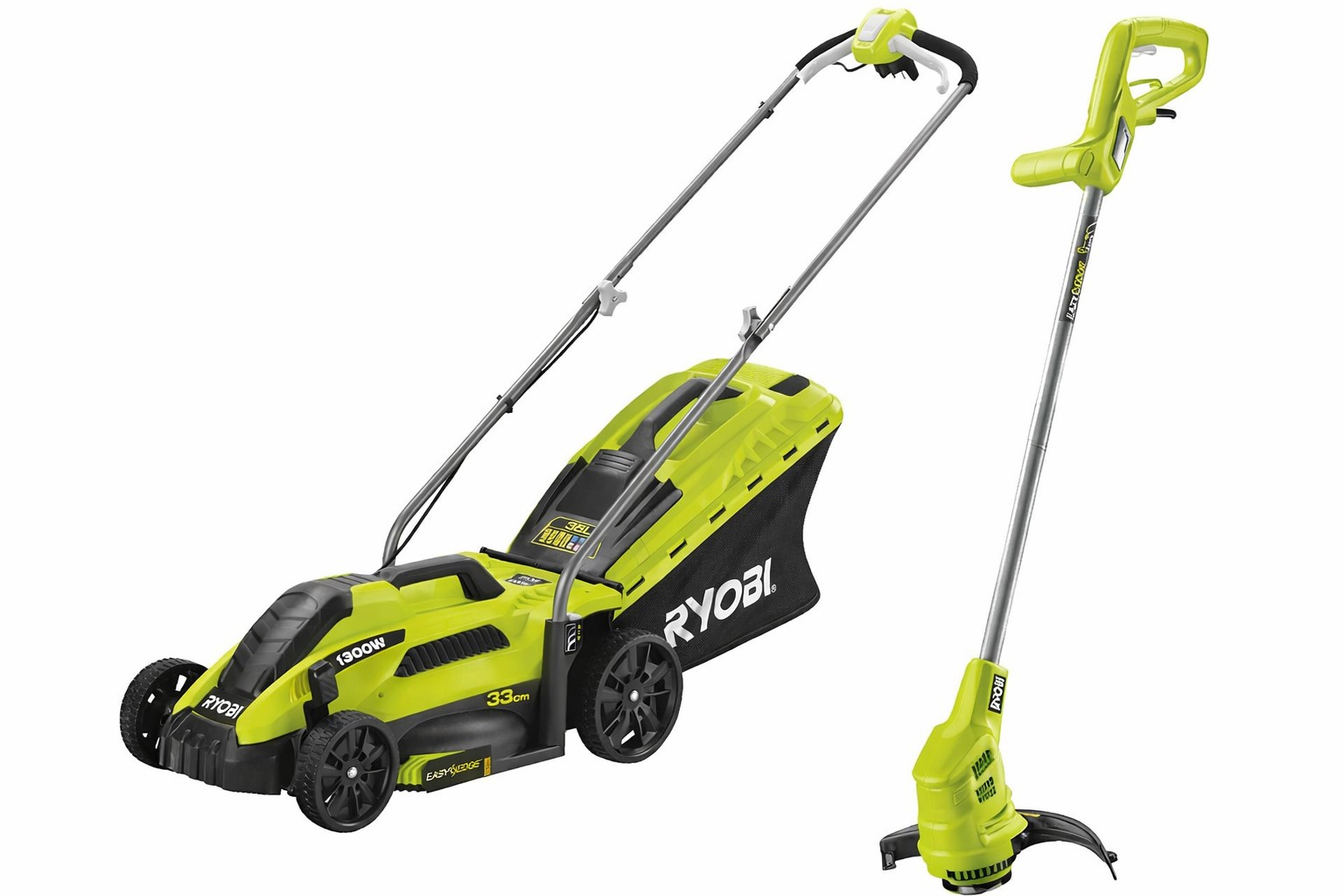 KIT RASAERBA 1300W CM 33 5 POSIZIONI E TAGLIABORDI 350W RYOBI